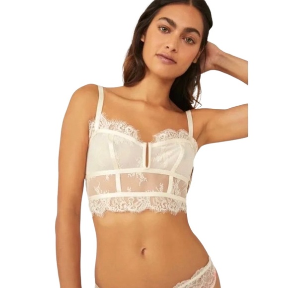 NWT Free People Bra XS S Layer in Lace Bustier Ivory Longline Corset Side Hook - Picture 4 of 12